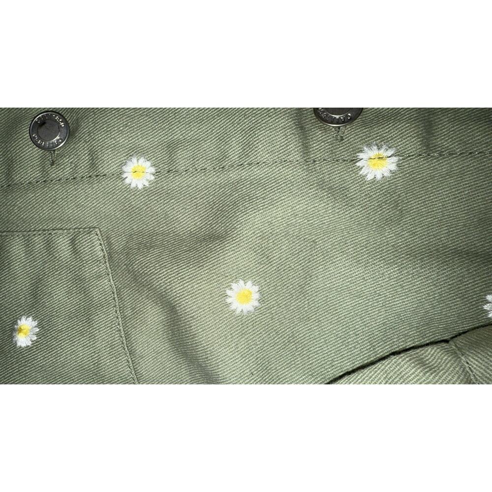 Cali 1850 Button Denim Jean Jacket Light Green Daisy Floral Print Women's XL - Picture 5 of 7